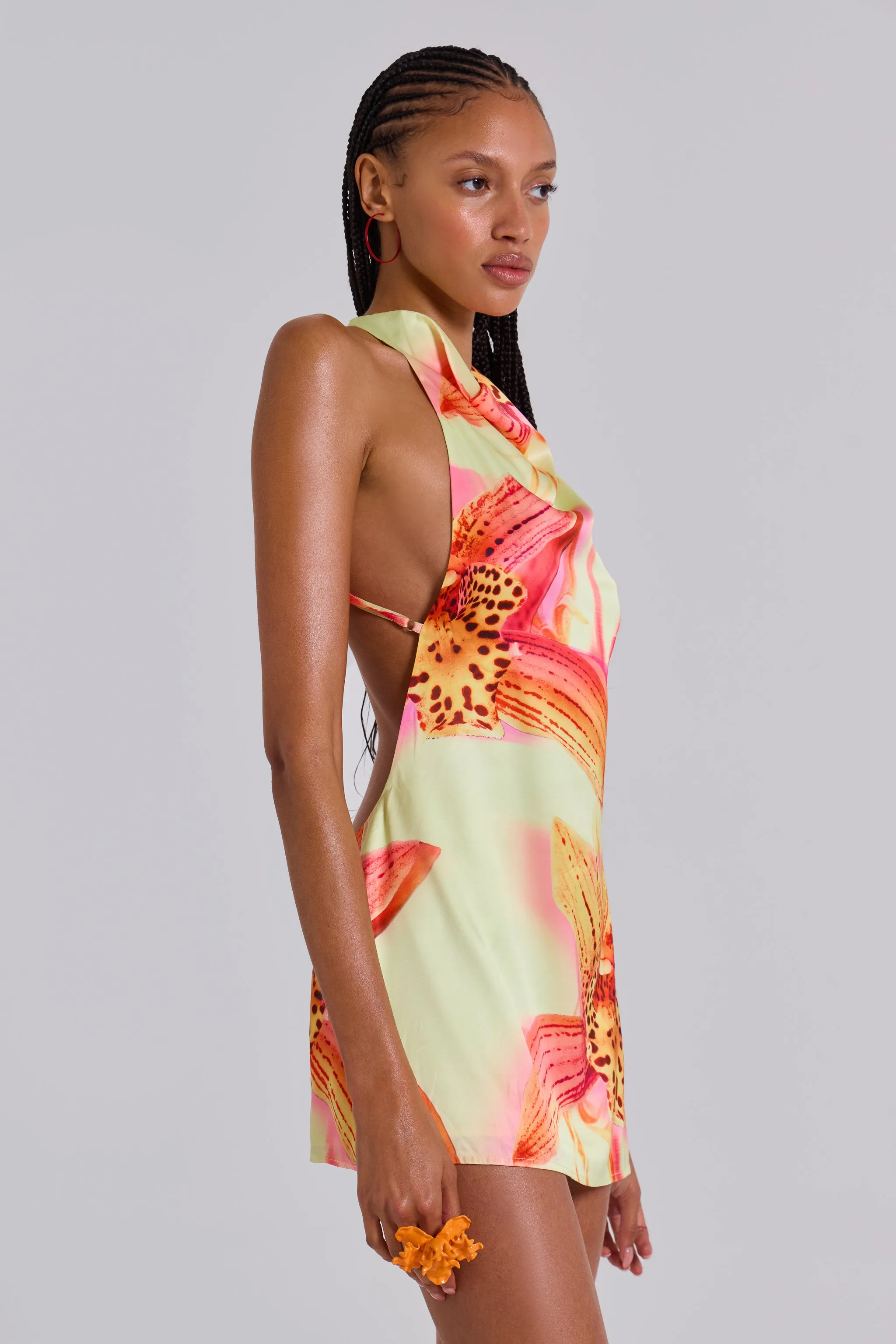 lucia backless mini dress Backless Tight Sexy Short Party Dress with Ruching Neon Yellow / Medium main image 1