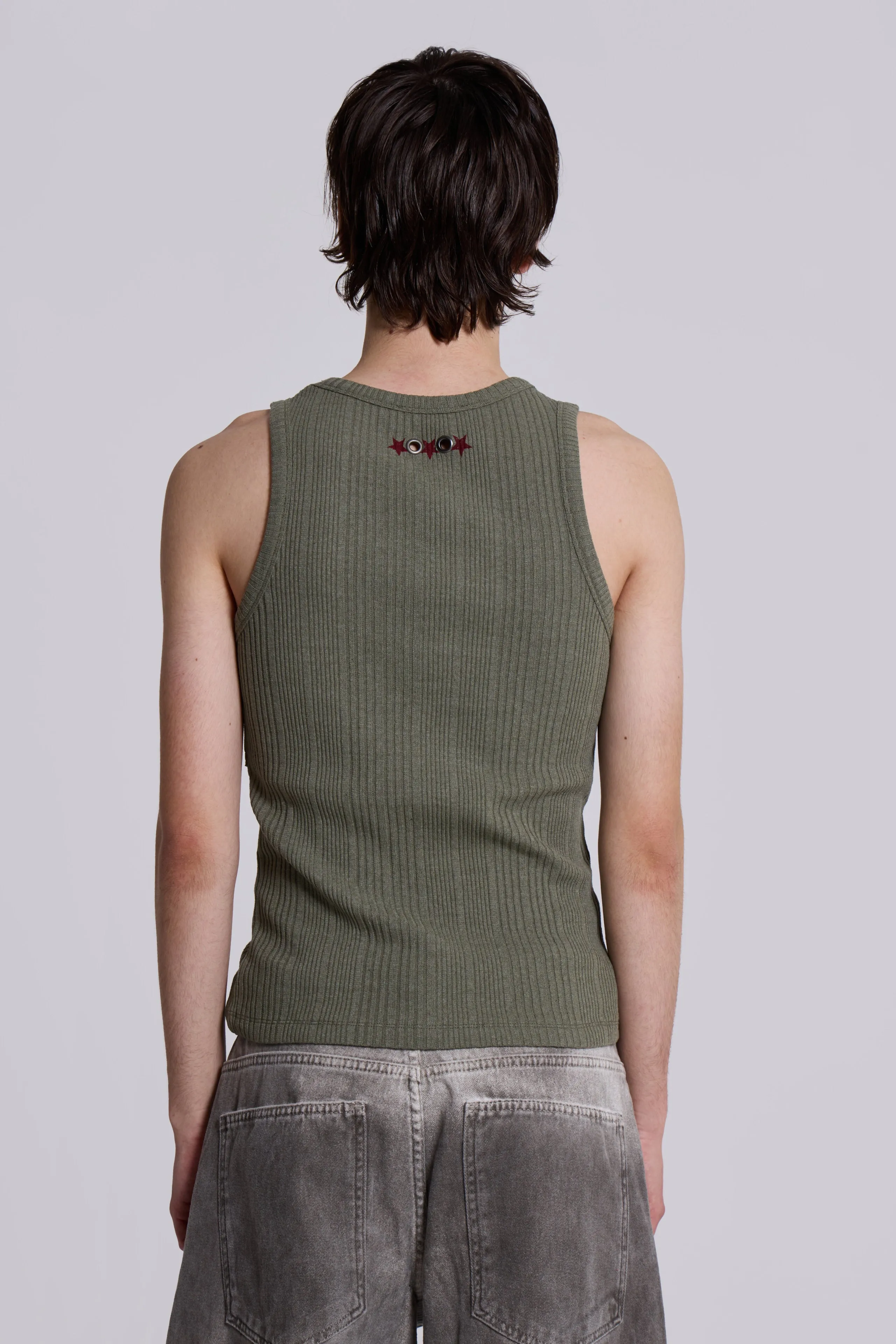 Khaki Hardware Rib Vest sold by Jaded London product image thumbnail 3
