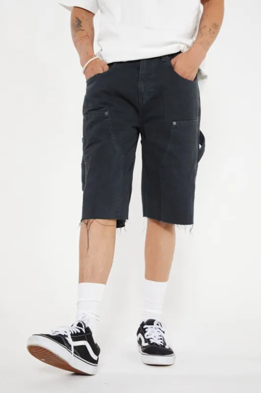 Black Washed Denim Carpenter Shorts sold by Jaded London