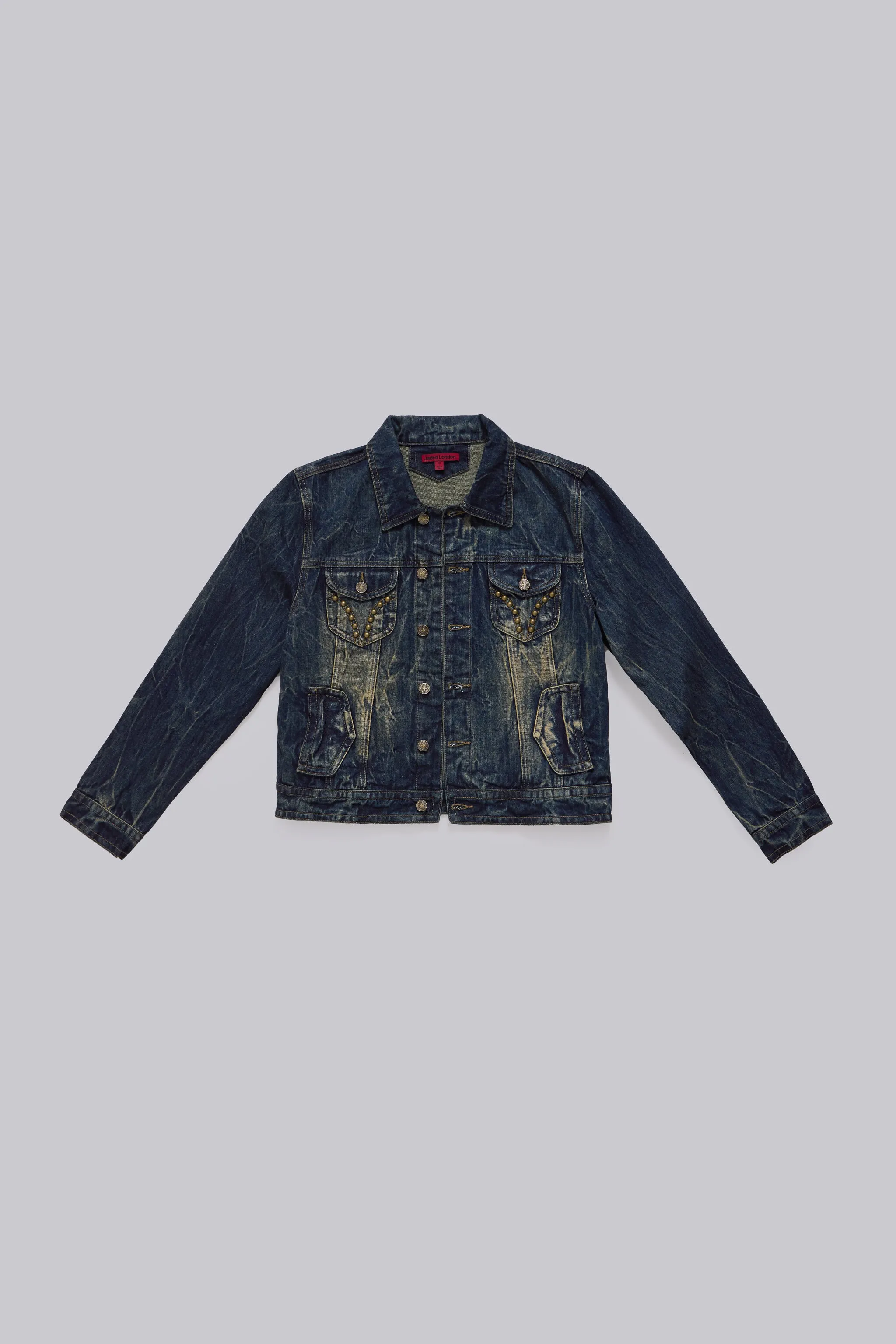 Creased Wash Stud Denim Jacket sold by Jaded London product image thumbnail 2