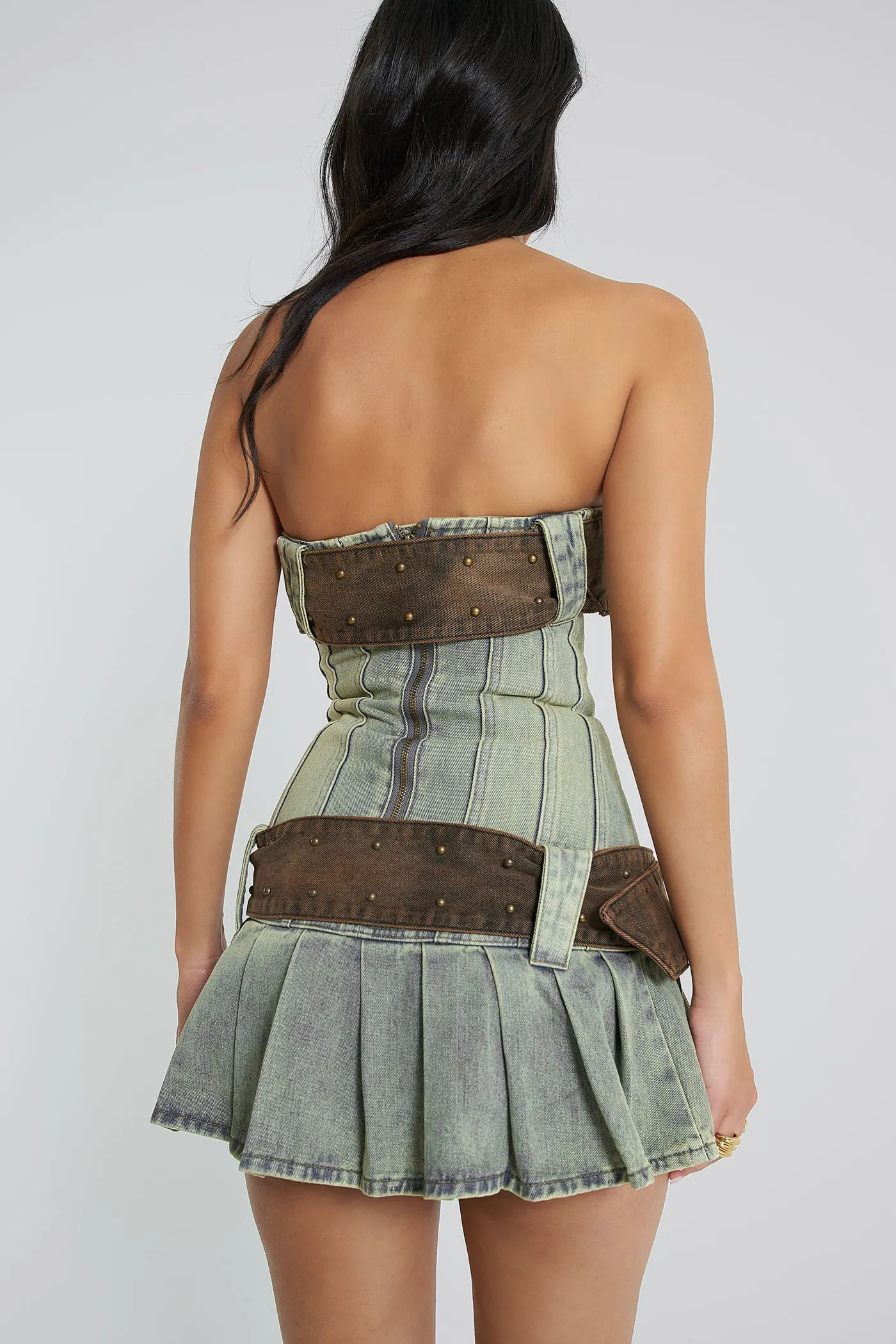 Chelsea Denim Kilt Mini Dress sold by Jaded London product image thumbnail 4