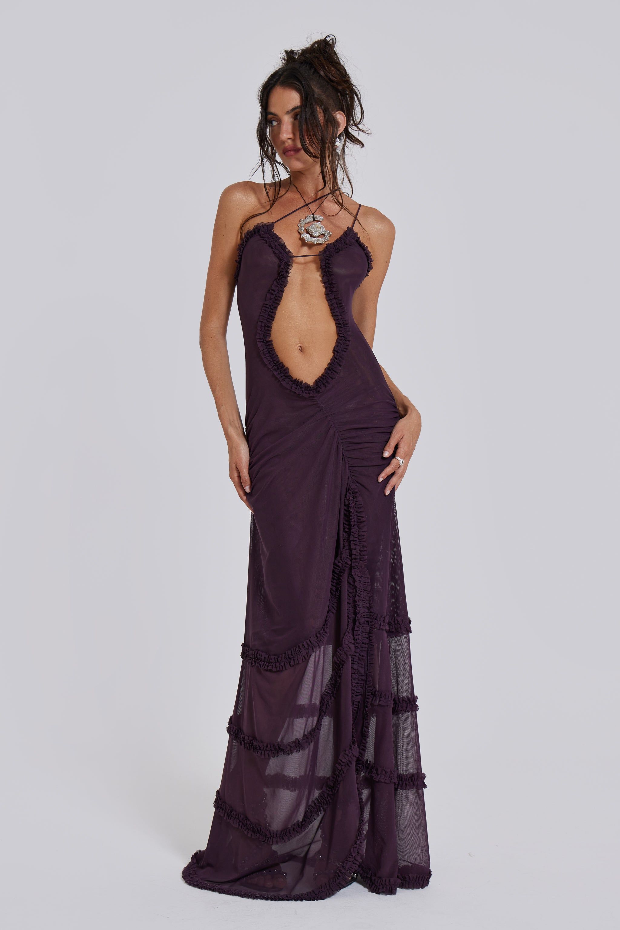 Fatale Maxi Dress in Dusk sold by Jaded London