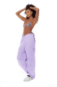Lilac Parachute Cargo Pants sold by Jaded London