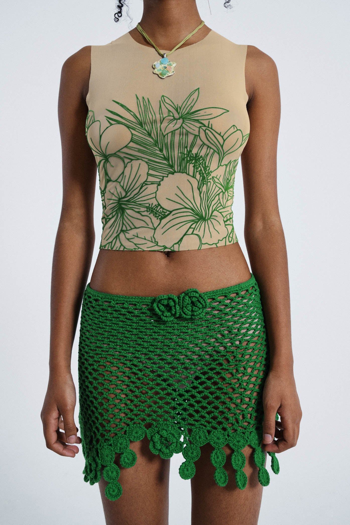 Hibiscus Flock Mesh Tank sold by Jaded London product image thumbnail 6