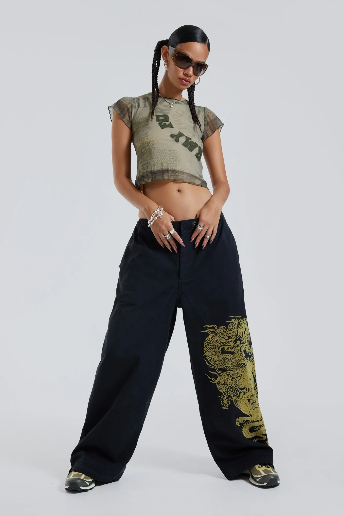 NY Dragon Flock Cargo Pants In Black sold by Jaded London product image thumbnail 3