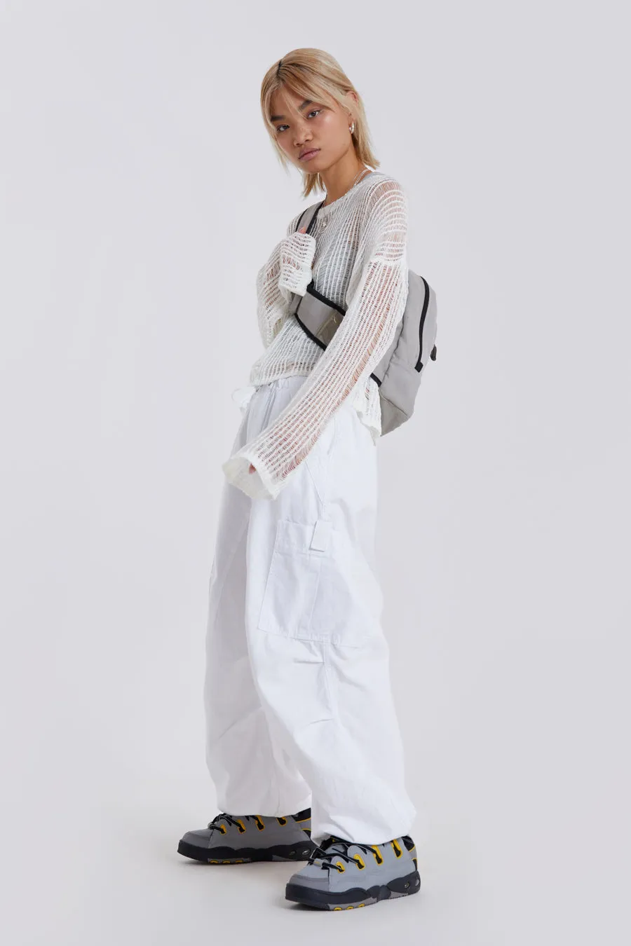 White Parachute Cargo Pants sold by Jaded London product image thumbnail 5