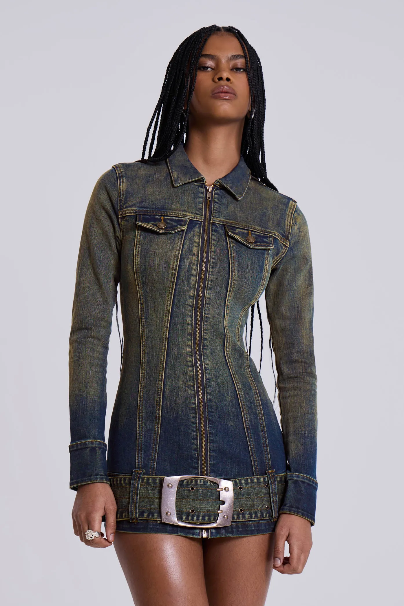 Steel City Denim Mini Dress sold by Jaded London product image thumbnail 4
