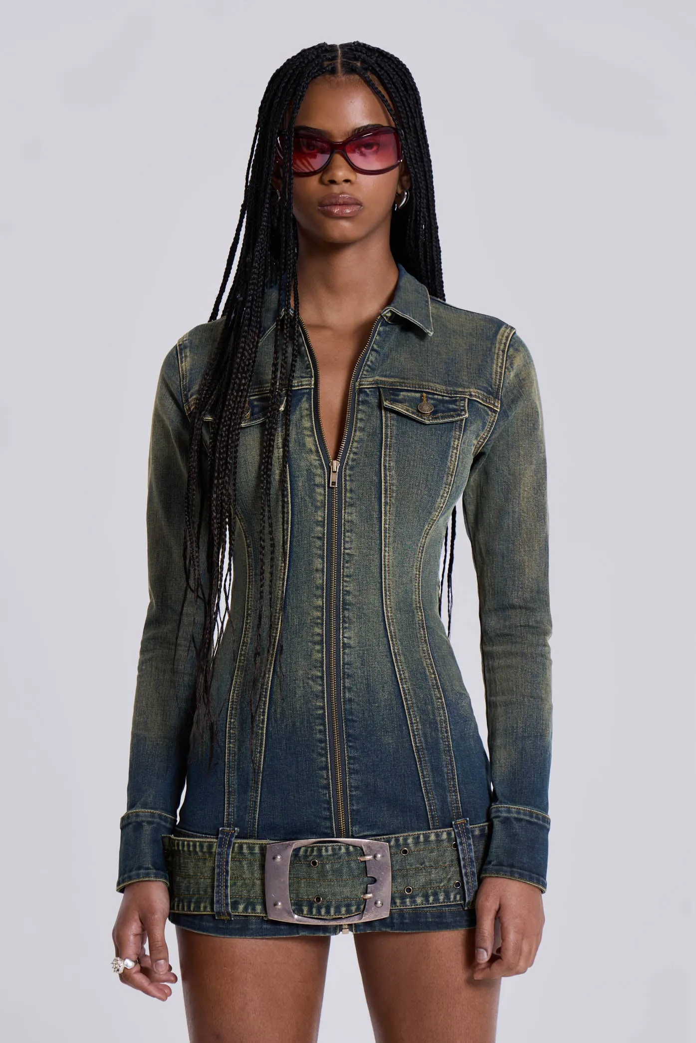 Steel City Denim Mini Dress sold by Jaded London product image thumbnail 3