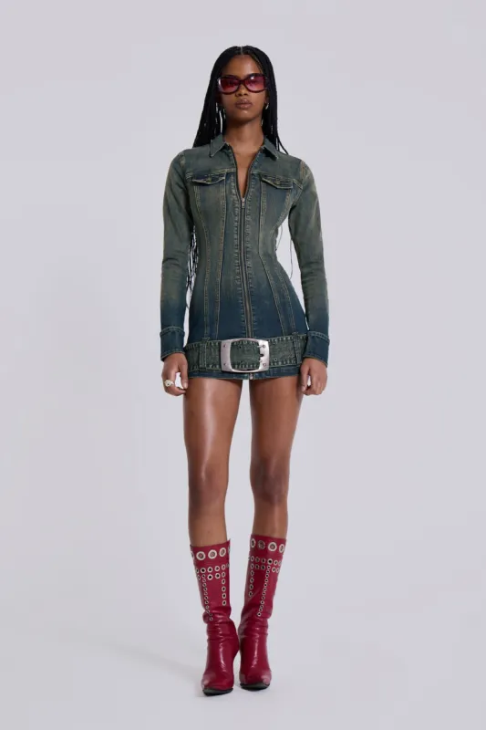 Steel City Denim Mini Dress sold by Jaded London