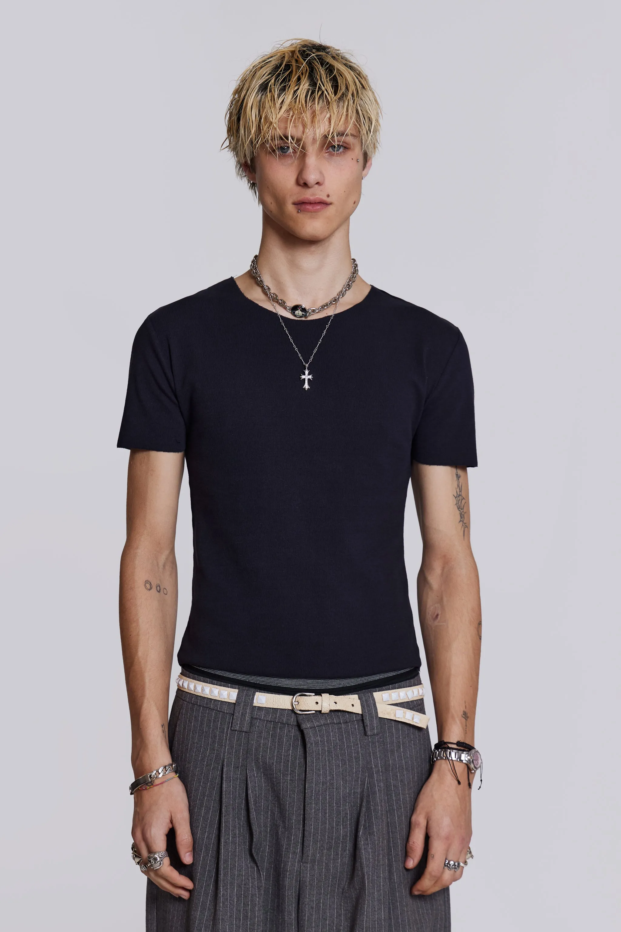 NTRLS Black Rib Tee sold by Jaded London