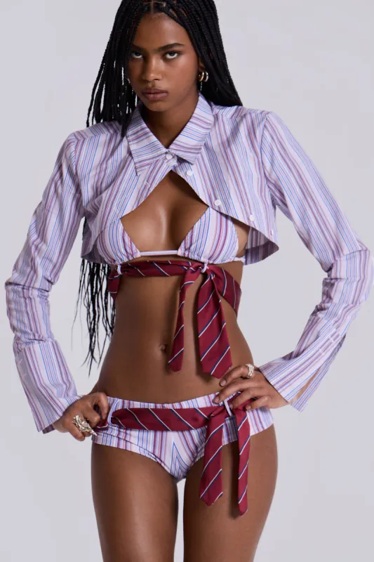 Suit & Tie Cropped Mini Shirt sold by Jaded London