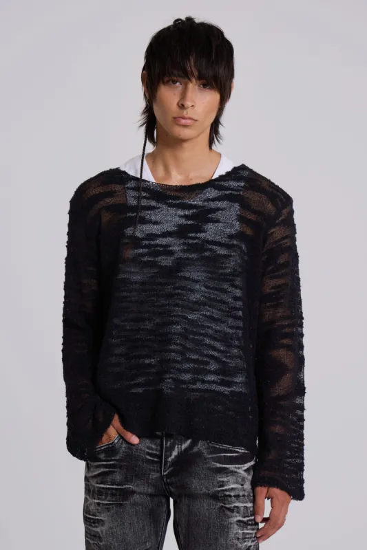 Black Stray Knit sold by Jaded London