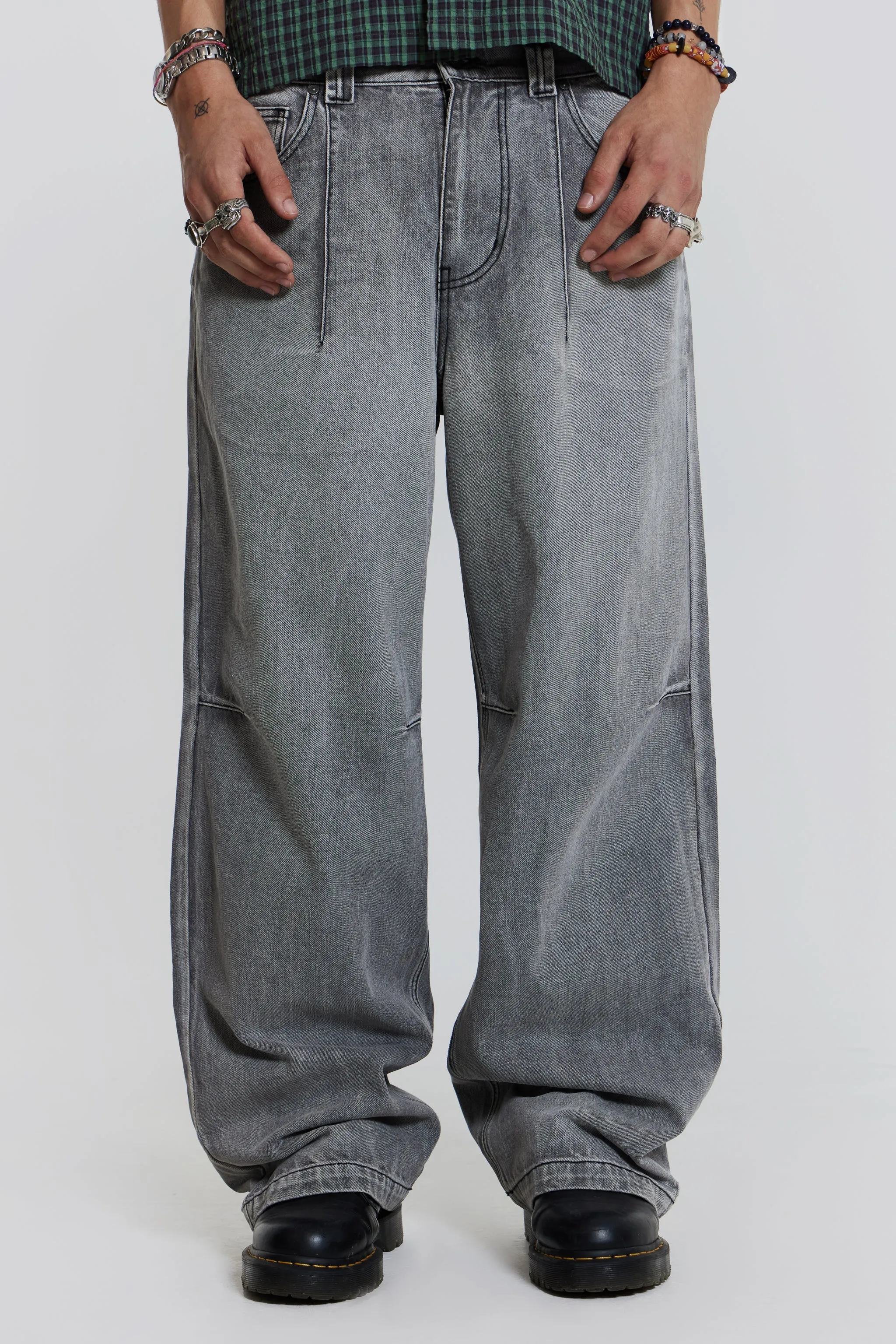 Grey Acid Razor Jeans sold by Jaded London