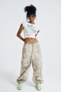 Hibiscus Bloom Parachute Cargo Pants sold by Jaded London