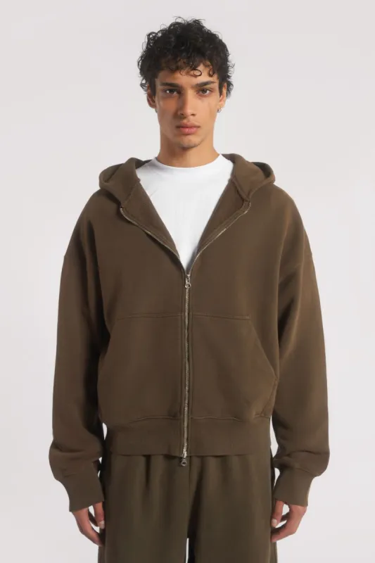 NTRLS Mocha Oversized Zip Through Hoodie sold by Jaded London