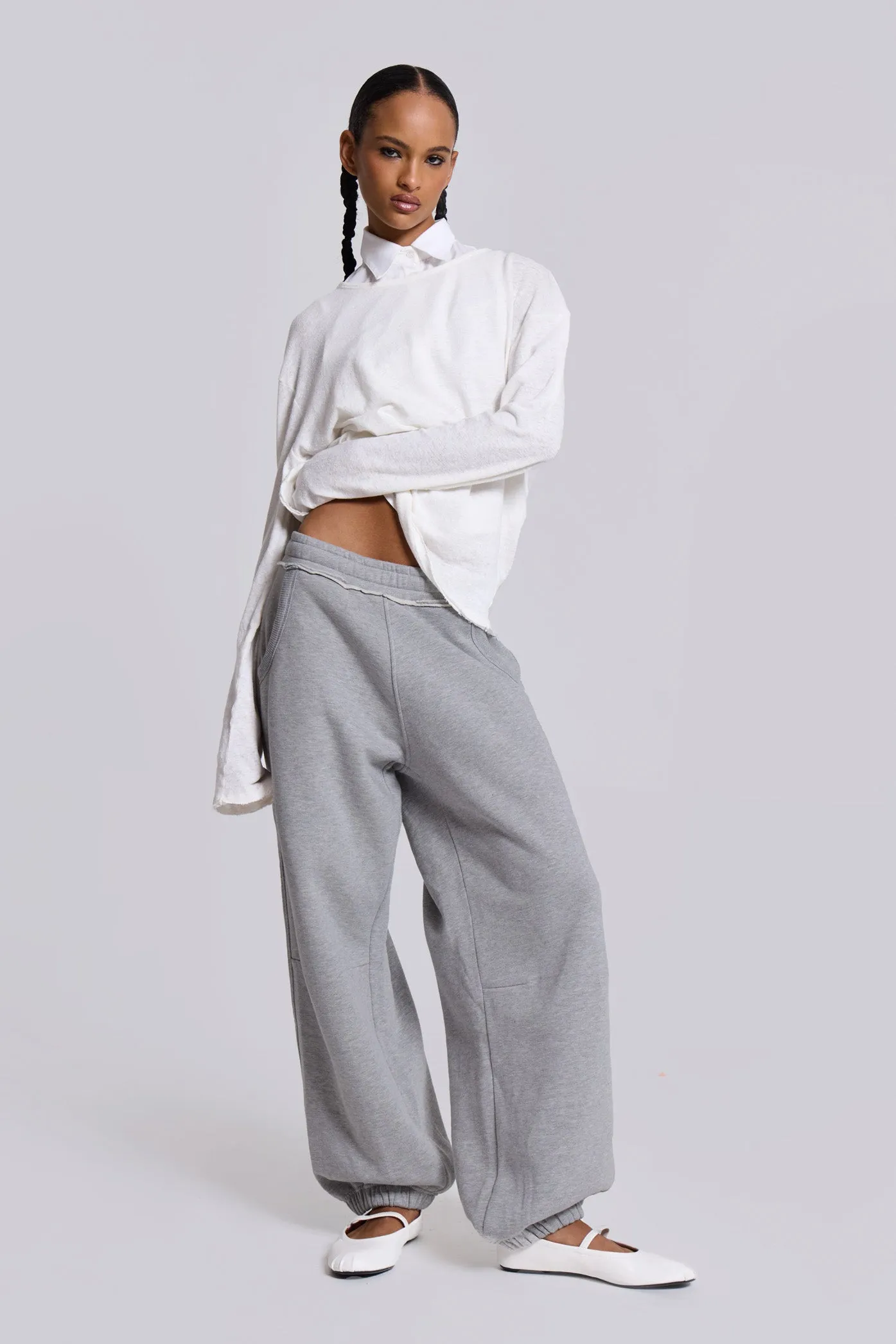 Grey Marl Cuffed Baggy Monster Joggers sold by Jaded London