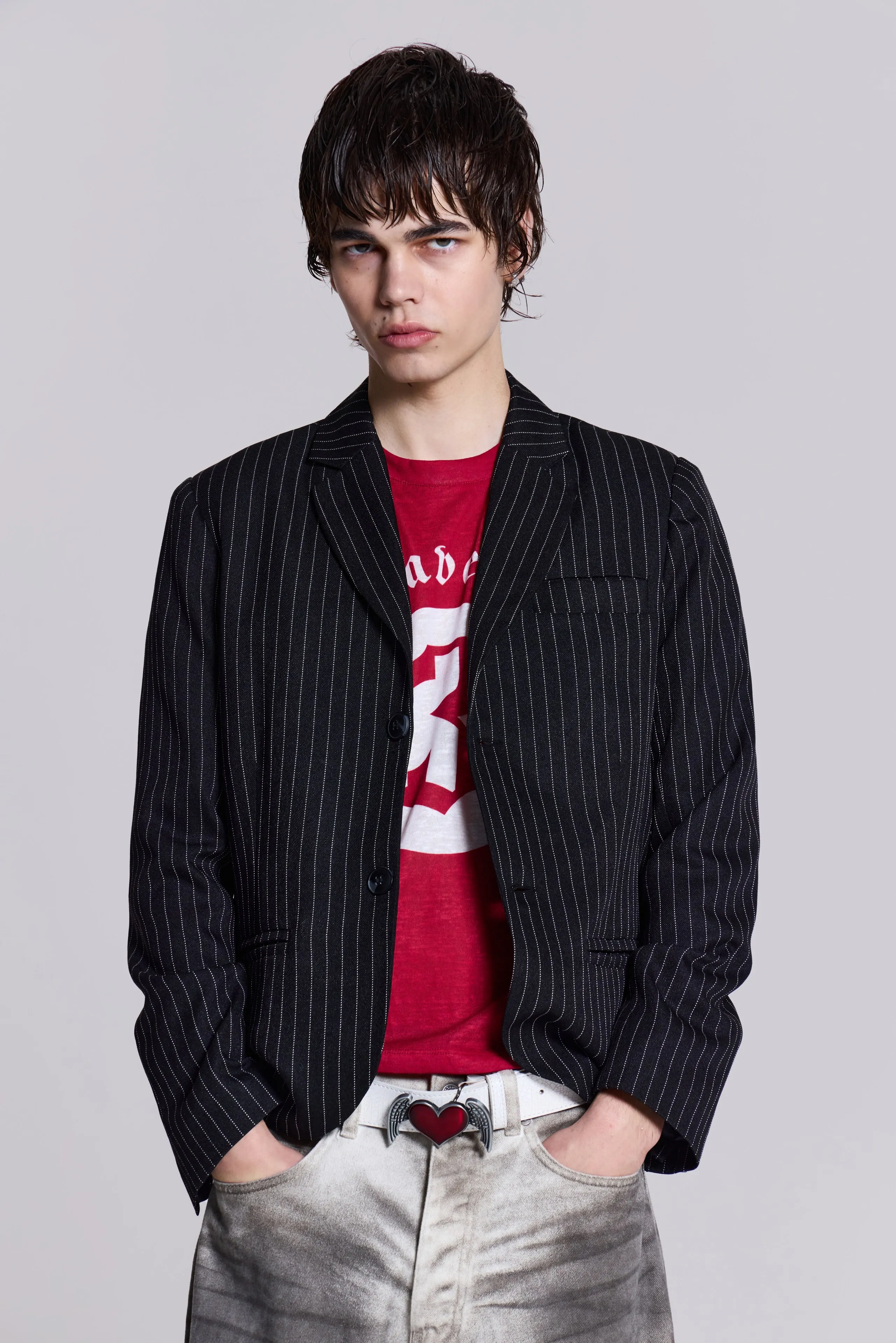 Slim Fit Pinstripe Blazer sold by Jaded London product image thumbnail 2