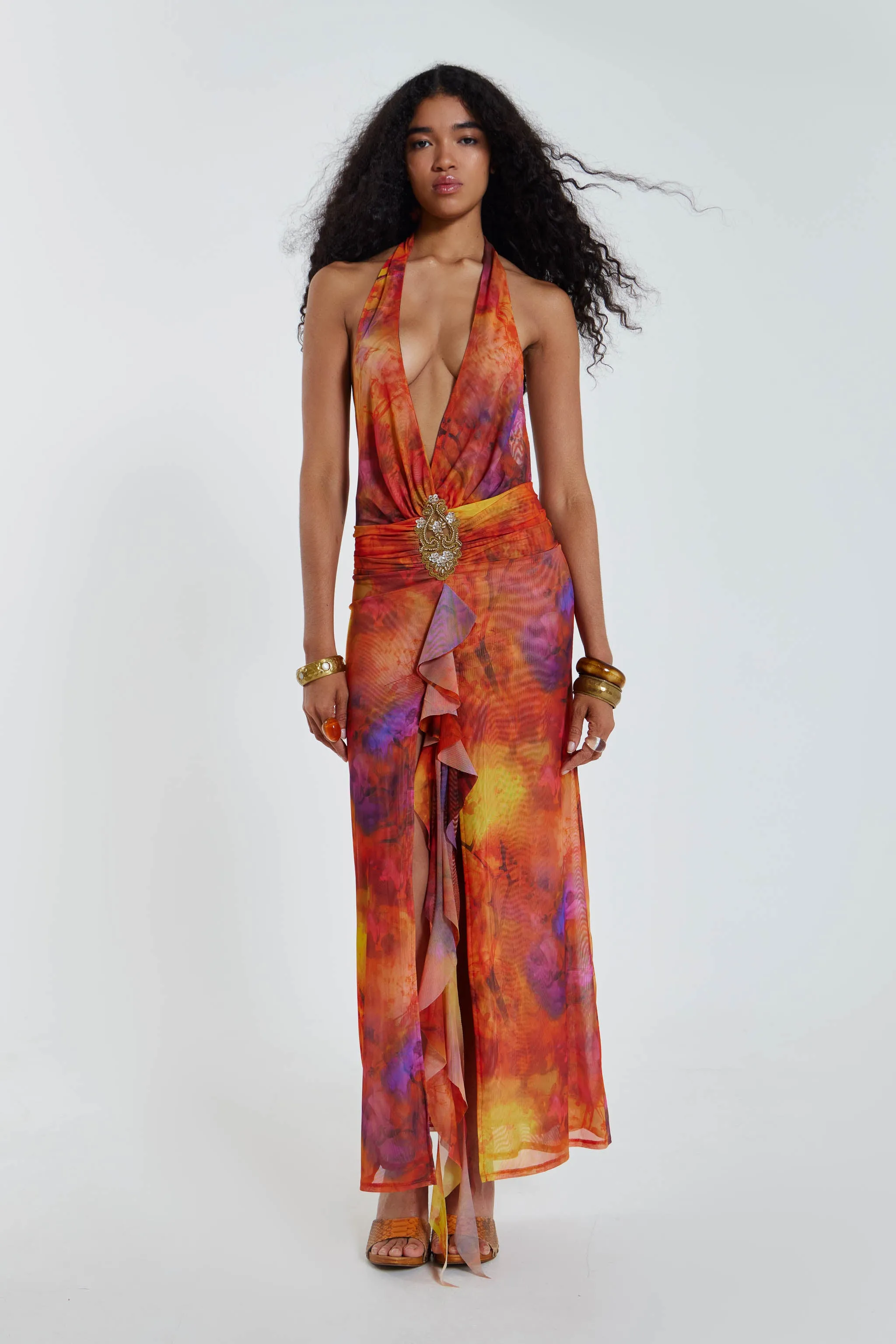 Cindy Plunge Maxi Dress In Orange sold by Jaded London product image thumbnail 5
