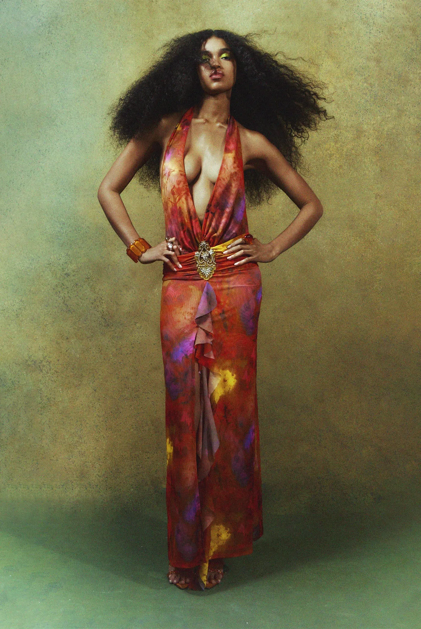 Cindy Plunge Maxi Dress In Orange sold by Jaded London product image thumbnail 3
