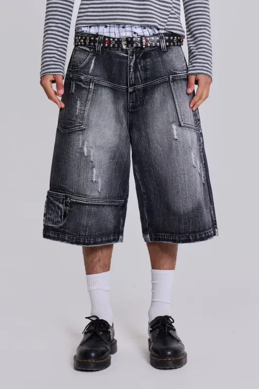 Washed Black Mason Jorts sold by Jaded London