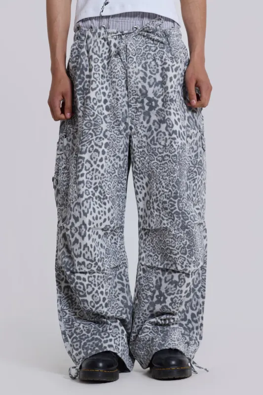 Snow Leopard Parachute Pants sold by Jaded London