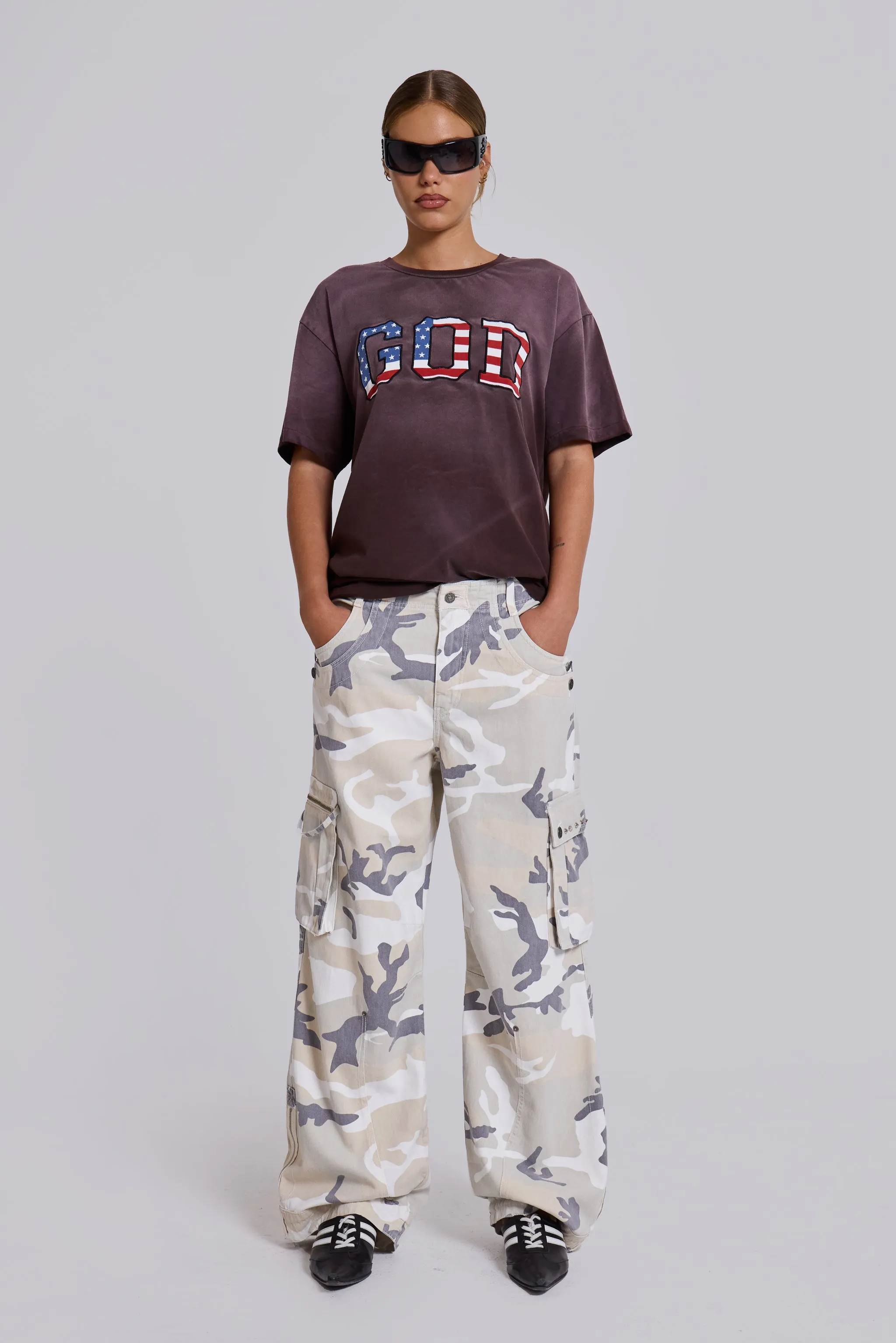 Trooper Snow Camo Cargo Pant sold by Jaded London