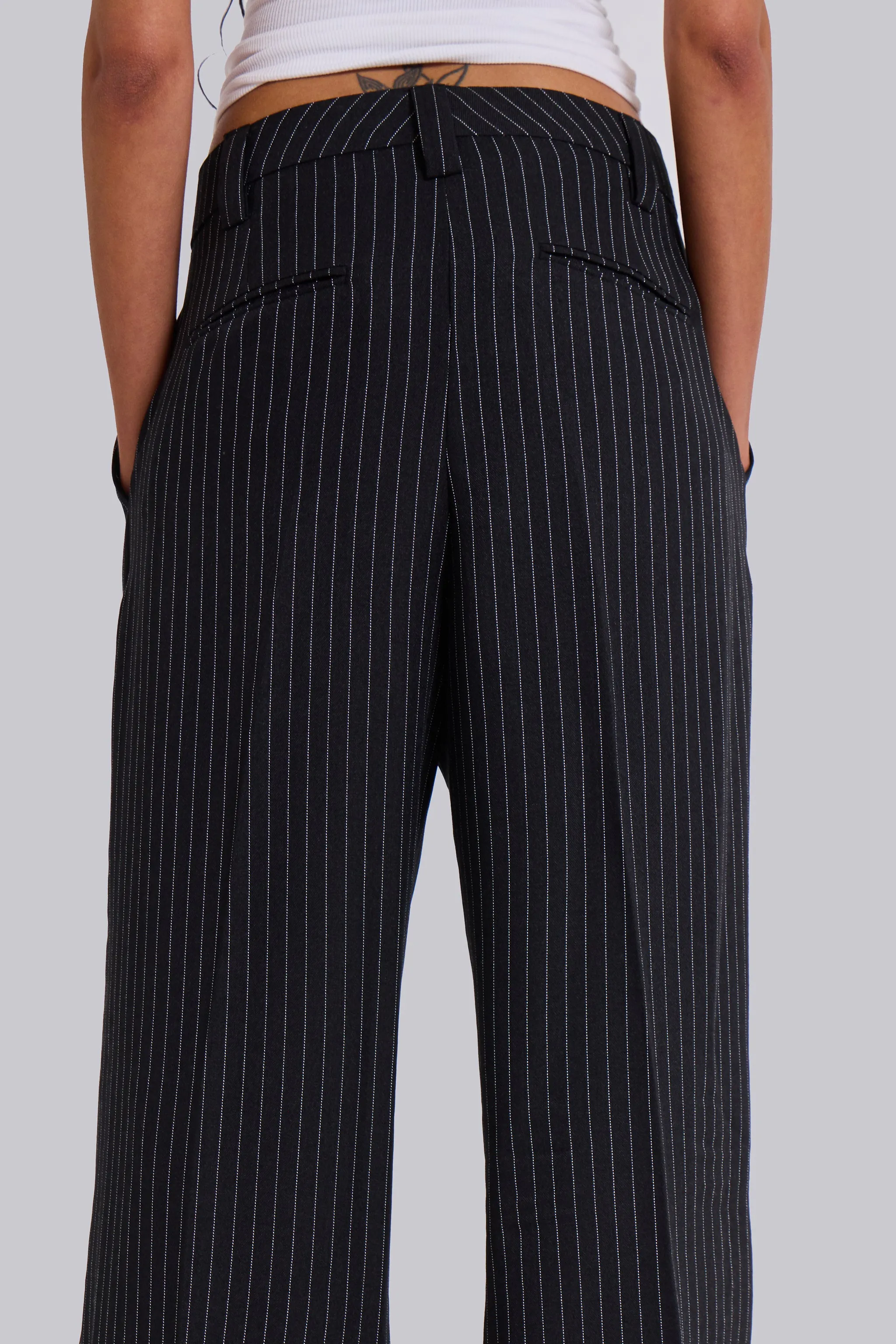 Black Pinstripe Goliath Suit Pants | Parallel
