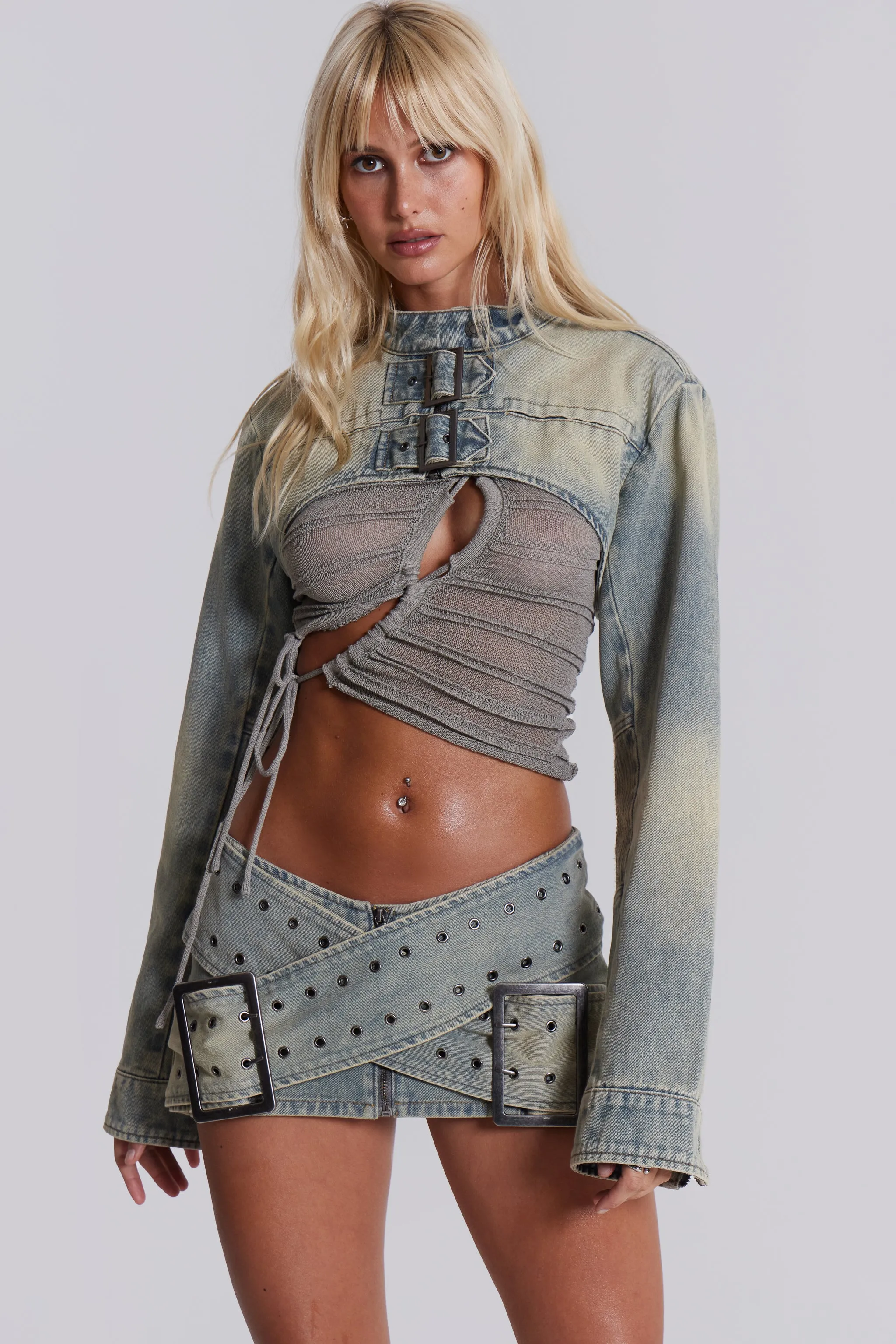 Denim Assassin Ultra Cropped Jacket sold by Jaded London