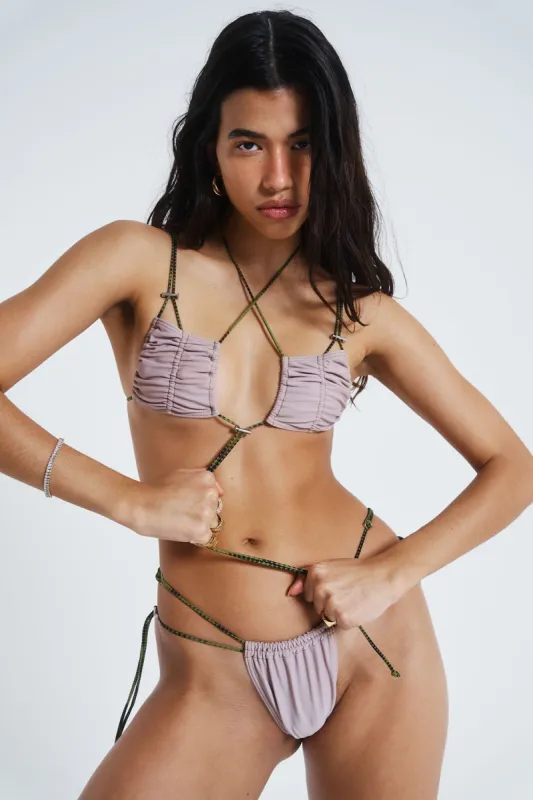 Midfield Ruched Bikini Top sold by Jaded London
