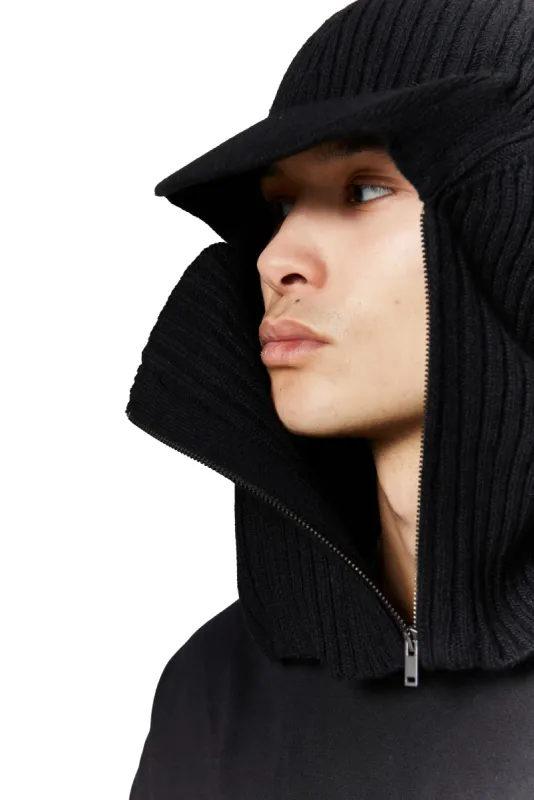 Black Knitted Cocoon Cap Balaclava sold by Jaded London