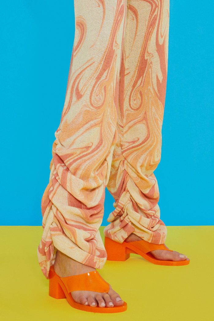 Orange Swirl Ruched Hem Printed Knit Joggers sold by Jaded London product image thumbnail 3