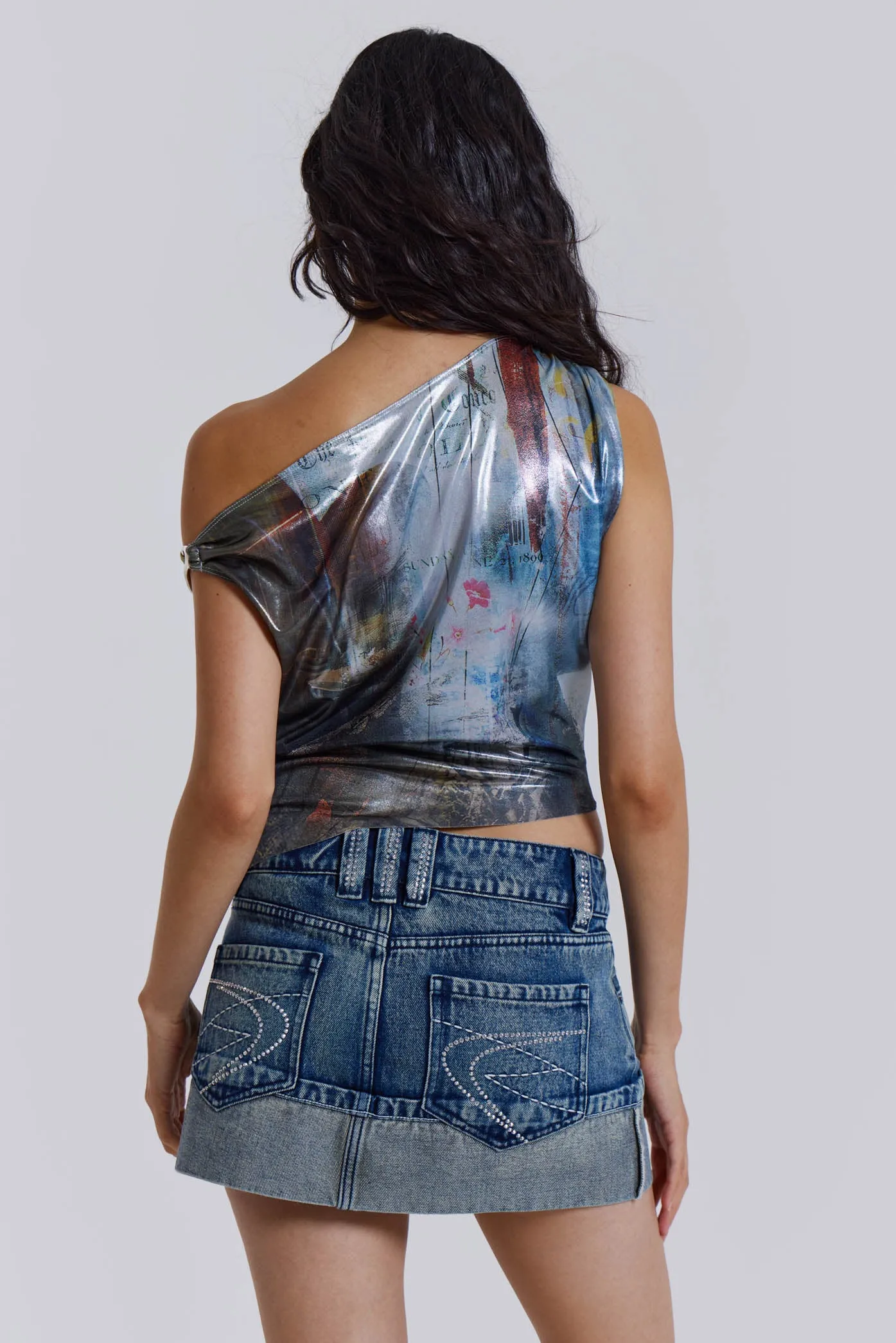 Dare To Drape Top in Cosmic Silver sold by Jaded London product image thumbnail 3