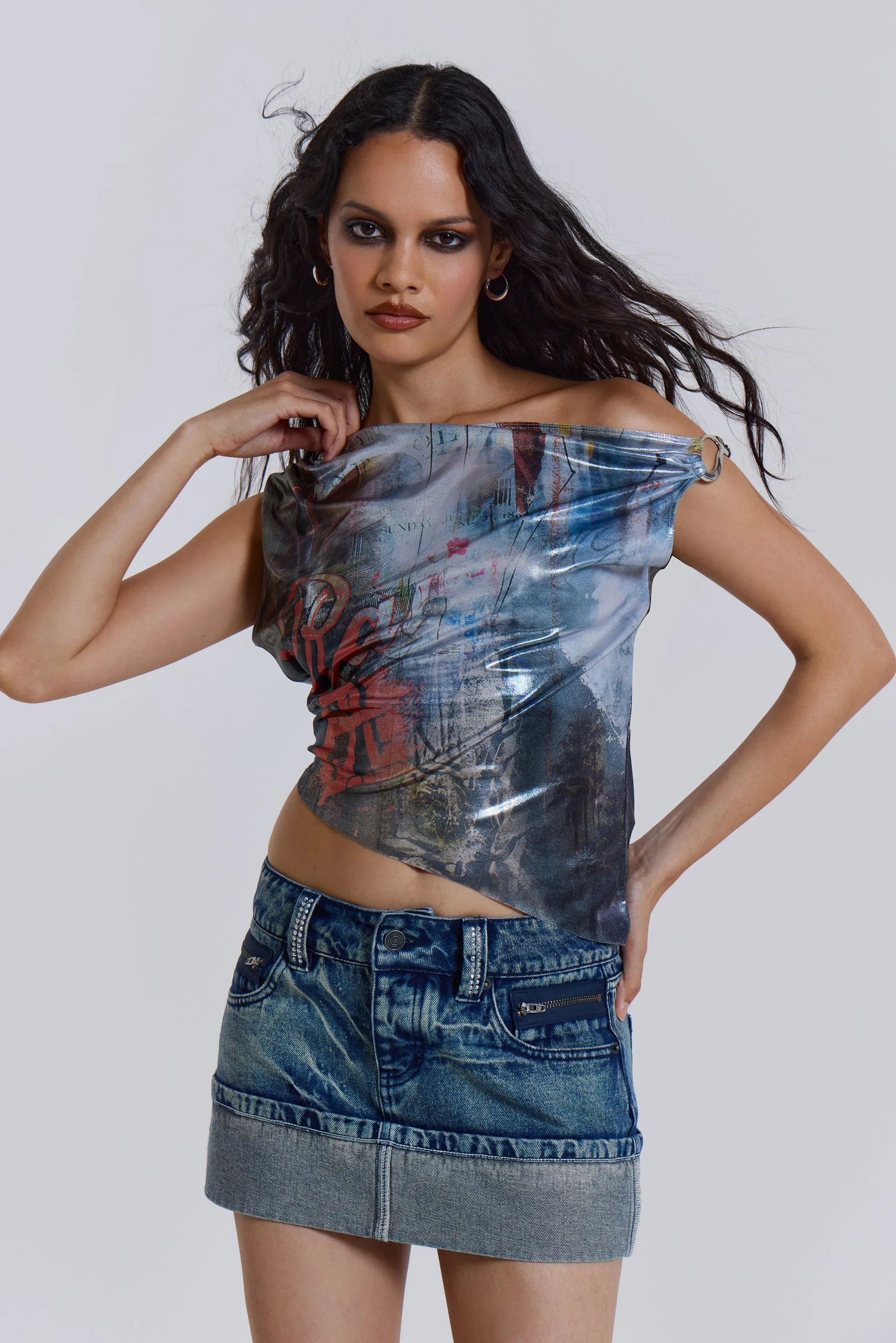 Dare To Drape Top in Cosmic Silver sold by Jaded London product image thumbnail 4