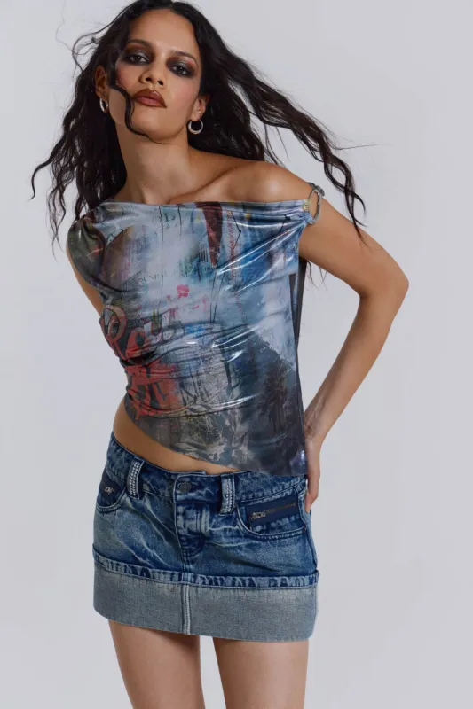 Dare To Drape Top in Cosmic Silver sold by Jaded London