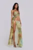 Cantha Asymmetric Cut Out Maxi Dress in Lagoon sold by Jaded London