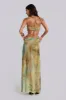 Cantha Asymmetric Cut Out Maxi Dress in Lagoon sold by Jaded London