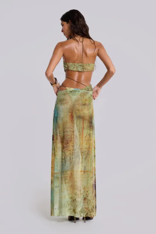 cantha asymmetric cut out maxi dress in lagoon Cantha Asymmetric Cut Out Maxi Dress in Lagoon
