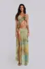 Cantha Asymmetric Cut Out Maxi Dress in Lagoon sold by Jaded London