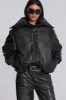 Black Alloy Vegan Leather Bomber Jacket sold by Jaded London