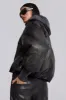 Black Alloy Vegan Leather Bomber Jacket sold by Jaded London