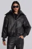 Black Alloy Vegan Leather Bomber Jacket sold by Jaded London
