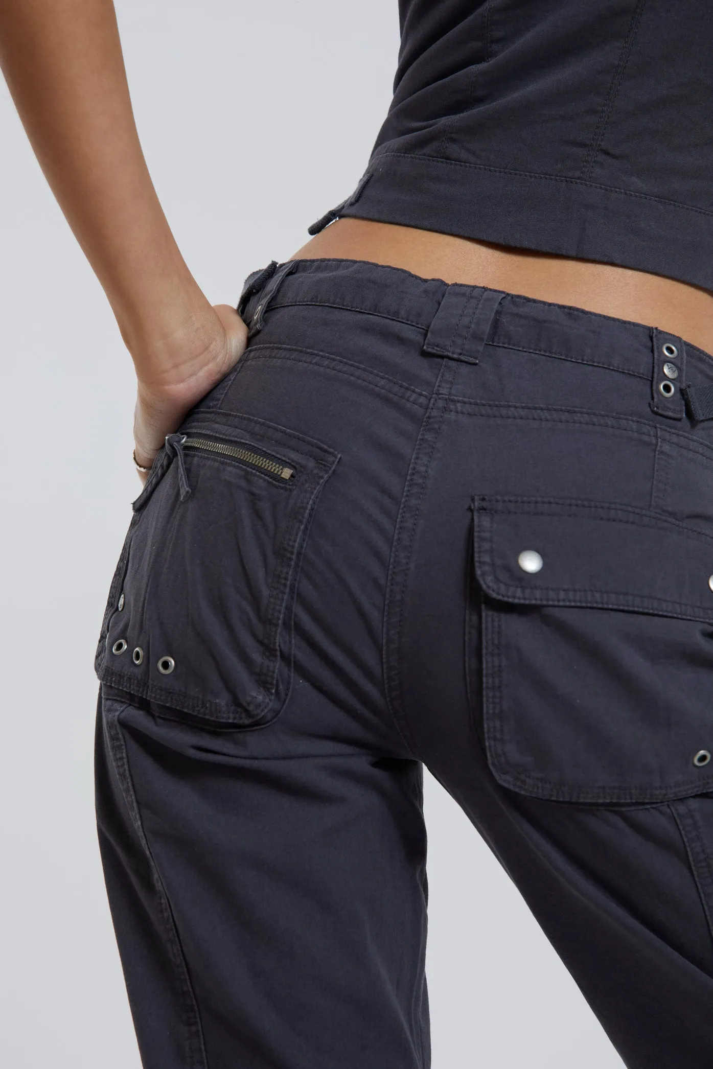 Vintage Grey Low Rise Cargo Pants sold by Jaded London product image thumbnail 4