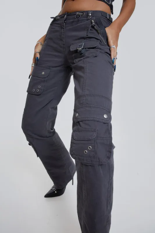 Vintage Grey Low Rise Cargo Pants sold by Jaded London