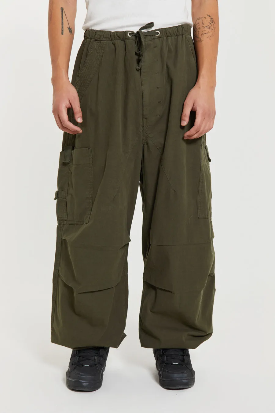 Khaki Parachute Cargo Pants sold by Jaded London