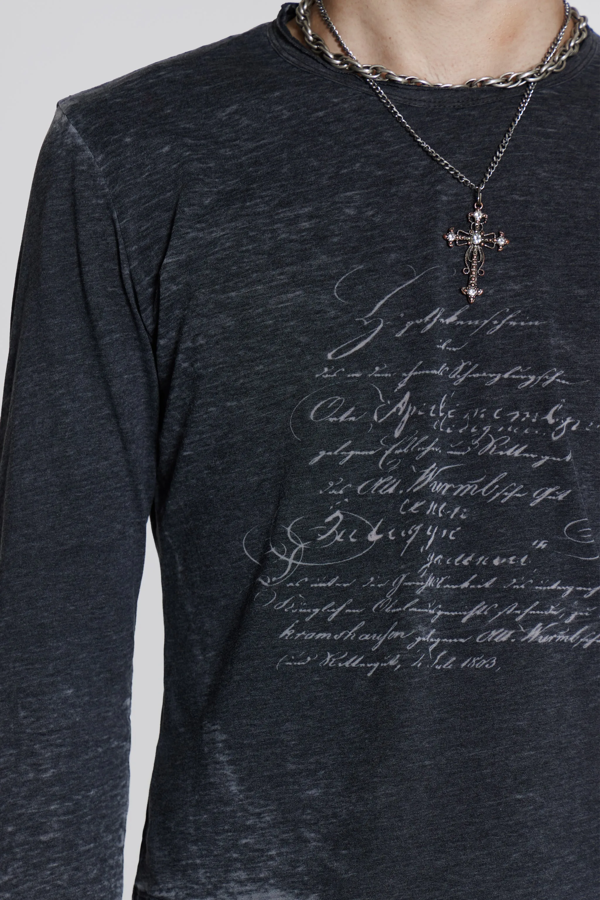 Burnout Script Long Sleeve Tee sold by Jaded London product image thumbnail 3