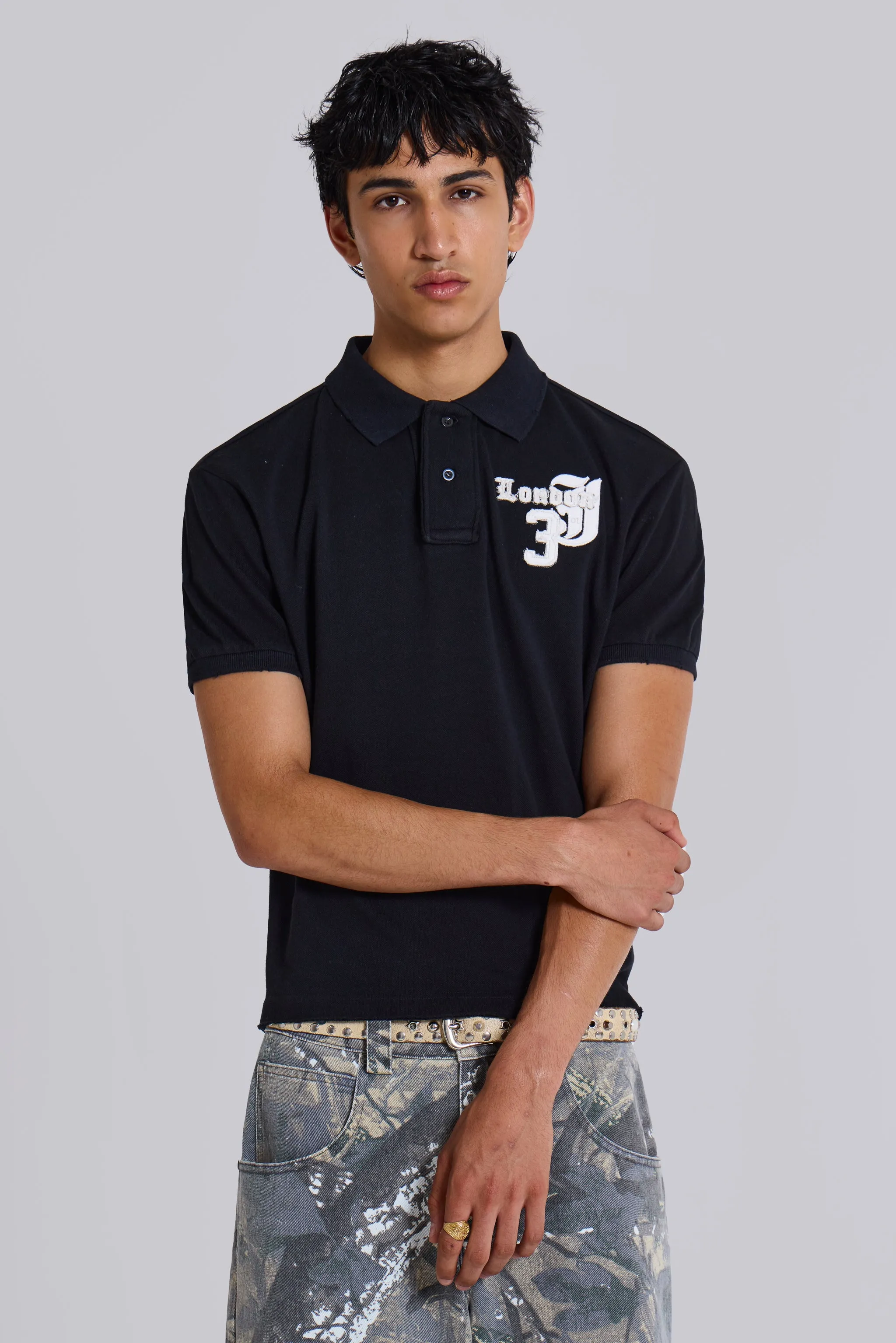 Black Frat Polo sold by Jaded London
