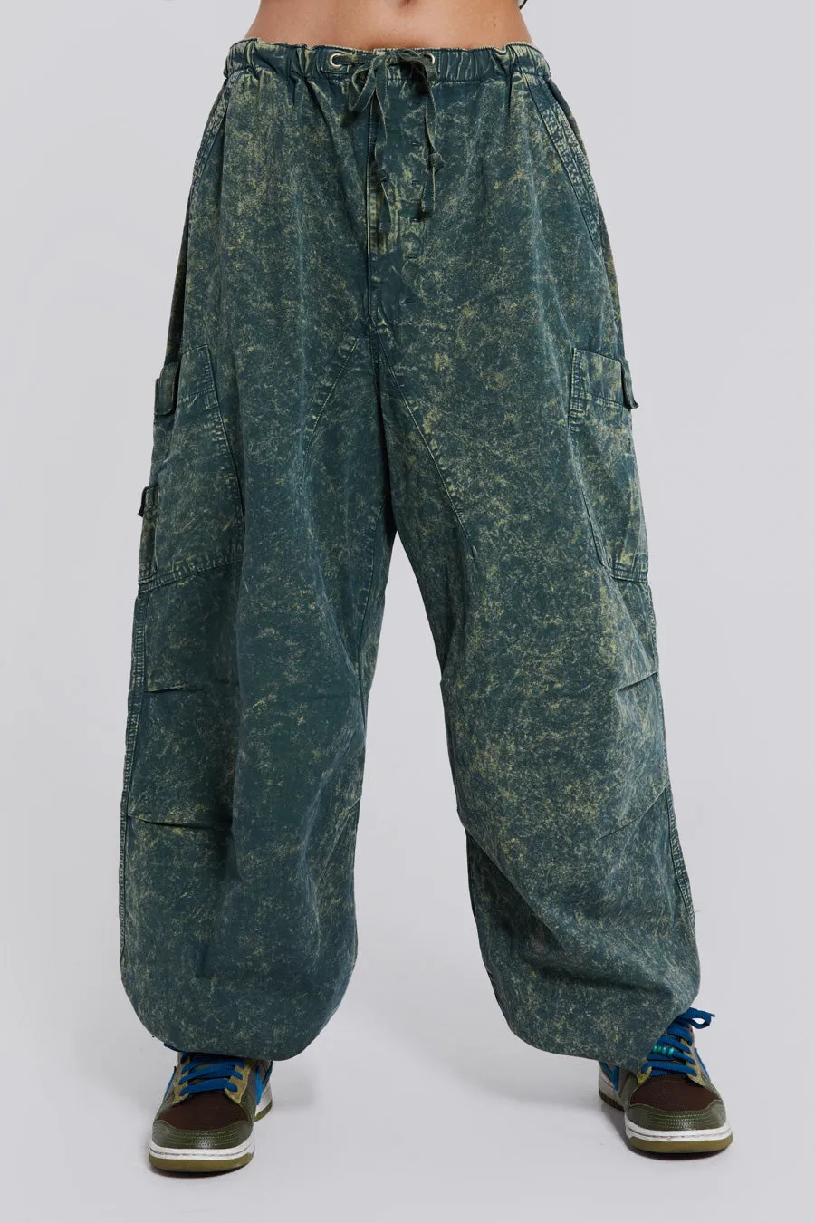 Green Acid Wash Parachute Cargo Pants sold by Jaded London product image thumbnail 2