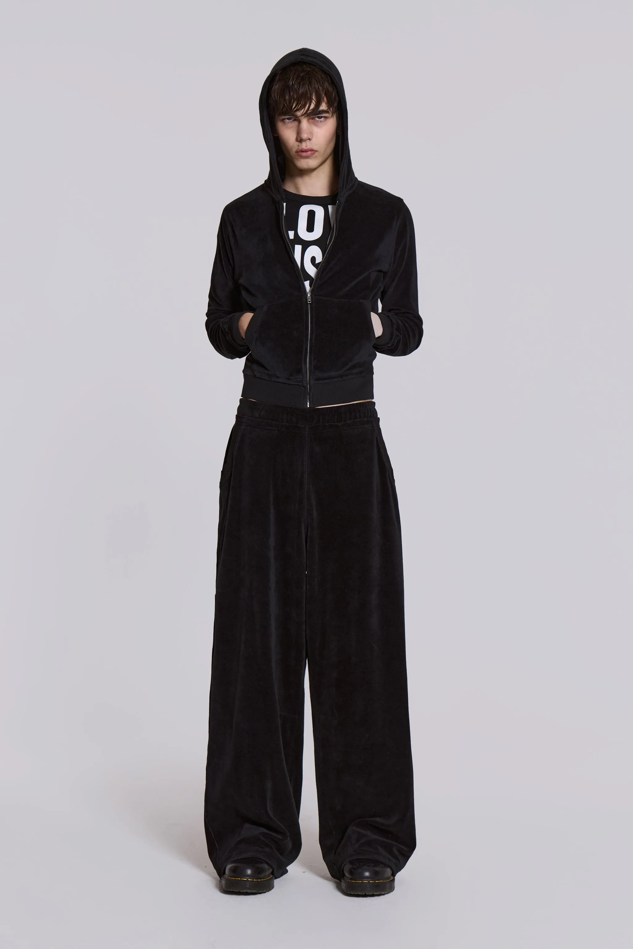 Angel Black Velour Zip Hoodie sold by Jaded London product image thumbnail 3