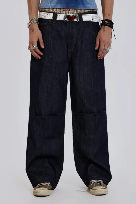 Raw Blue Denim Razor Jeans sold by Jaded London