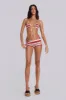 Cata Red Stripe Micro Triangle Ruffle Knit Bikini Top sold by Jaded London
